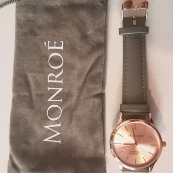 BNWT Monroé Watches SOLÉROSE - CHARCOAL LEATHER - Picture 6 of 6